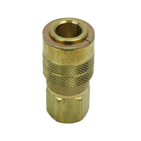One Quarter Inch FNPT M Style Air Coupler With Drag Guard For Heavy Duty Shop Use, 300 PSI Max, 250 Degree F, 40 SCFM Air Flow, Made In USA