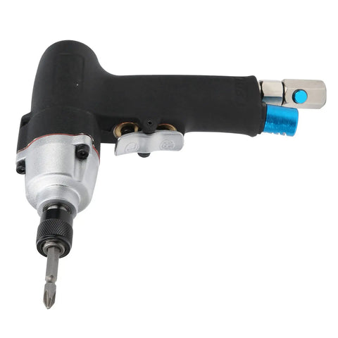 Compact Pneumatic Air Impact Wrench With 40Nm Kick And Double Hammer Setup, 12000 RPM Zero Fuss Workhorse For Furniture Assembly And Handyman Tasks Featuring Seesaw Switch side view showing trigger and air inlet.