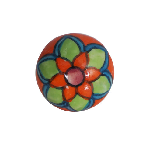 Colorful ceramic drawer knob with floral design, 1.7in diameter, perfect for a quick flip on cabinets or dressers. Snag These Dope Colorful Ceramic Drawer Knobs And Boho Cupboard Pulls To Quick Flip Your Kitchen Cabinets Or Dressers A Total Vibe Upgrade For Any Room Comes In A Twenty Piece Set.