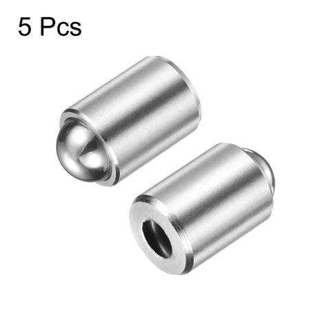 5 Pcs Ball Point Spring Plungers Stainless Steel showing two pieces with smooth finish, ideal for cabinet doors and furniture.