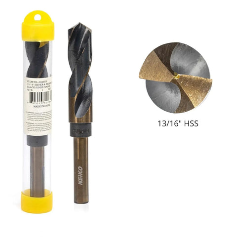 Beefy 13/16 Inch Drill Bit for Metal With 1/2 Inch Shank, 135 Degree Split Point, High Speed Steel, HSS Drill Bit Package
