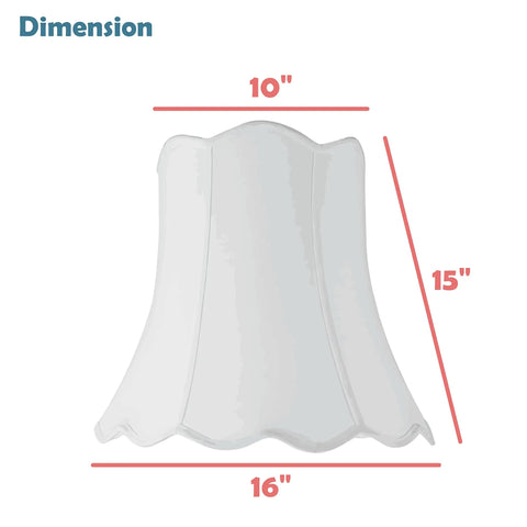 Transitional Scallop Bell Lamp Shade 10x16x15 In Oatmeal Faux Silk With Brass Spider Fitter Harp Compatible; dimension diagram.