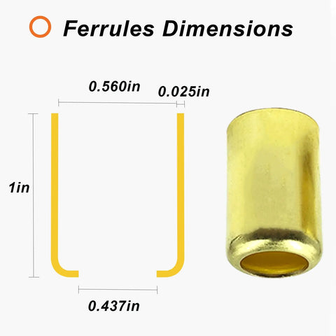 Brass Hose Ferrules 0.560 Inch ID 1 Inch Length 50 Pack Built Tough For Air Torch And Acetylene Hoses With Leak Proof Seal And Tight Fit Designed For Dependable Air Hose Connections On Welding Torches, dimension chart