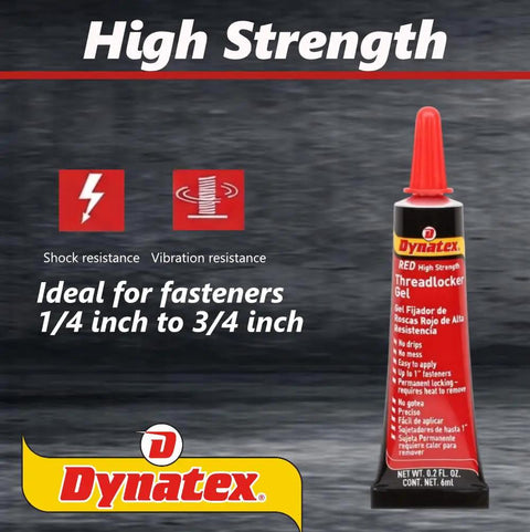 Red High Strength Thread Locker For Large Fasteners 0.20 Oz Bottle With Permanent Lock Anaerobic Formula Vibration And Solvent Resistant