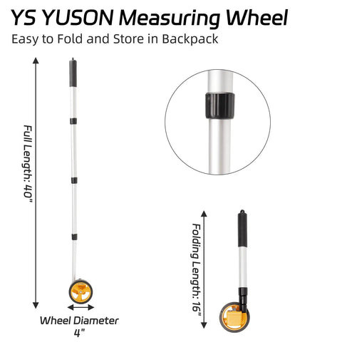 Heavy Duty Digital Walking Measuring Wheel For Construction With 4 Inch Tire and integrated level ruler, 40" full length, collapsible design.