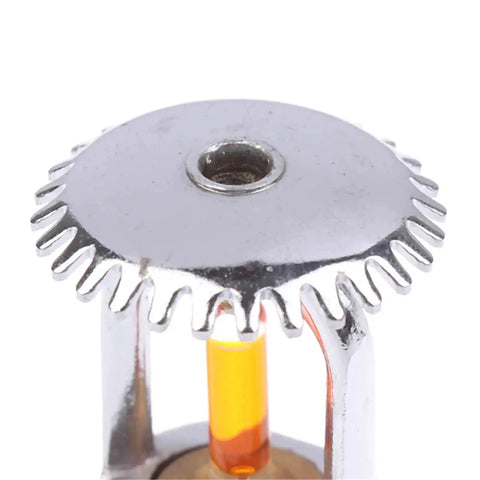 Top Shelf Pendent Fire Sprinkler Head With Hidden Side Mount And 57 Degree Trigger showing chrome finish and orange glass fuse.
