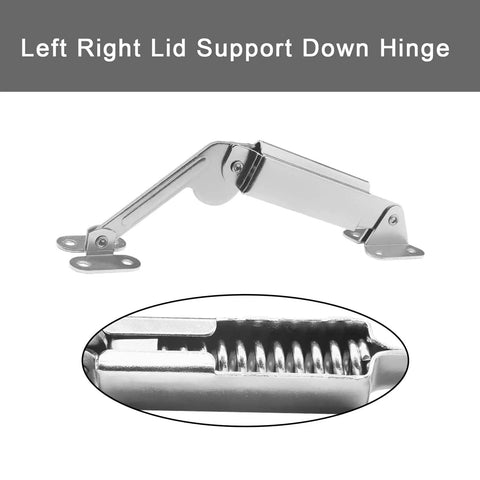 Spring Lid Support Hinges 2 Pack Left And Right Heavy Duty Mounting Hardware for Boxes Cabinets Toy Chests Silver Tone