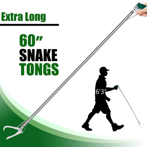 60 Inch Professional Snake Tongs With Auto Lock Extra Long Rattlesnake Catcher Heavy Duty Reptile Grabber With Wide Jaw And Non Slip Grip Safe Moving And Transport Tool For Snakes Easy Handling And Precise Catch