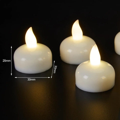12 Pack Waterproof Floating Tea Light Candles Battery Operated Flameless Submersible Led Lights For Centerpieces Wedding Party Decor