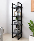 Gray 4 Tier Book Cabinet With Engineered Wood Built Tough Durable Open Shelves For Books Magazines And Decor Industrial Style