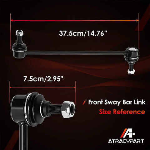 Front Sway Bar End Link Set - 2 Pack Fit For Hyundai Santa Fe 07-12 And Veracruz 07-12, Kia Sorento 11-13, Saturn Aura 07-09, Ion 03-07, Pontiac Pursuit 05-06 - Easy Bolt-On Suspension Upgrade For A Smoother Ride, 37.5cm steel link