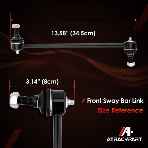 Front Sway Bar Link Kit 2 Piece Fits Honda Pilot 2006-2015 MDX 2006-2013 ZDX 2010-2013 Replacement To Stop Clunking And Leaning In Turns No More Bouncing Or Uneven Tire Wear. 13.58 in steel link size reference