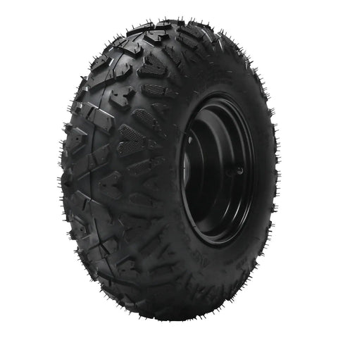 Mud Grinder 2PC 145X70-6 ATV Tire and Wheel Setup featuring a rugged off-road tire with black rim for quad and mini bikes.