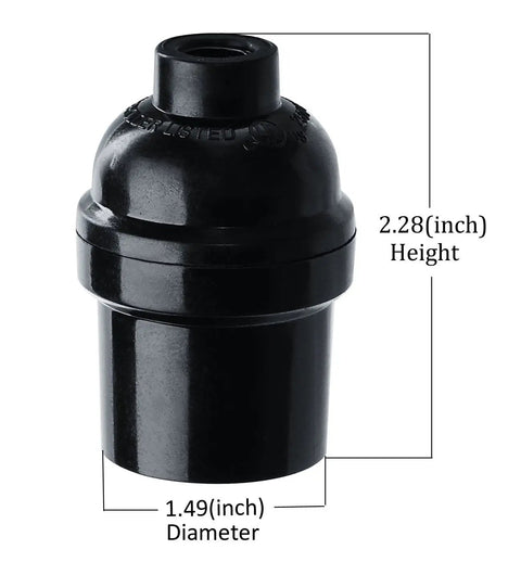 E26 E27 Light Socket Set 8 Pack Black Edison Retro Pendant Lamp Holder Plastic Screw In Socket UL Listed 250W dimensions.