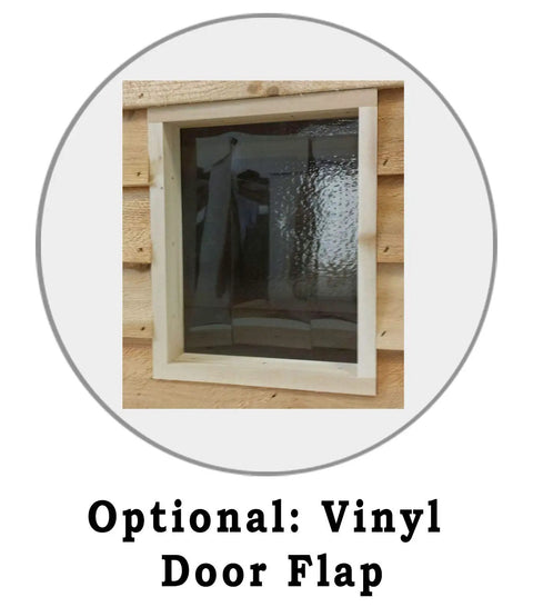 Optional vinyl door flap for Chillin In Style With Your Favorite Feline Pal This Elevated Cedar Cat House.