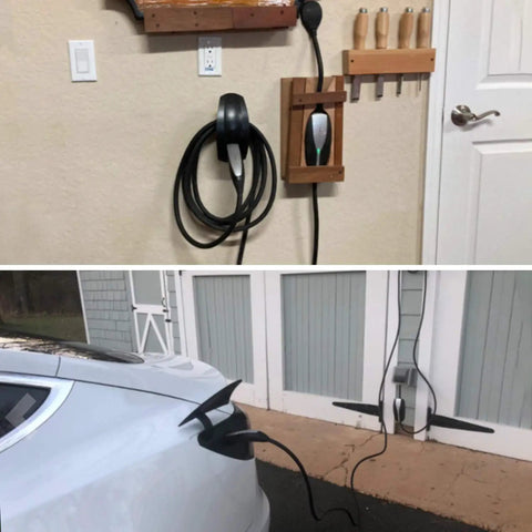 Charging Cable Holder With Chassis Bracket For Tesla Model 3 Model Y Model X Model S Cable Organizer Wall Mount in use