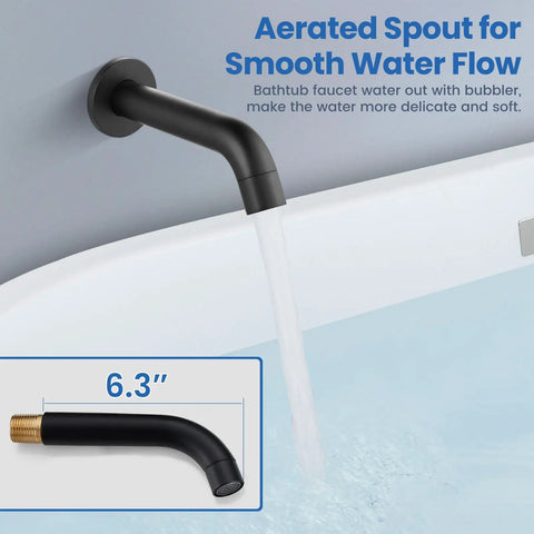 Three Function Rain Shower System With Handheld And Tub Spout Wall Mount Shower Combo In Matte Black 8 Inch Shower Head