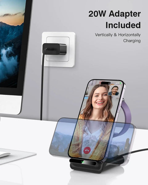 3 In 1 Wireless Charging Dock For Apple Watch Series Ultra Through 3, iPhone 12 Through 17, And AirPods Pro with phone call