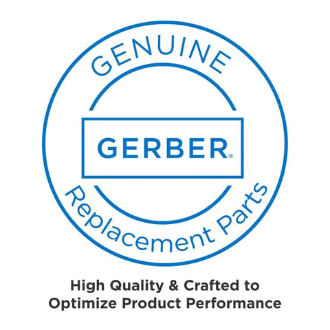 Genuine replacement parts seal with Gerber brand logo and 'High Quality & Crafted to Optimize Product Performance' text.