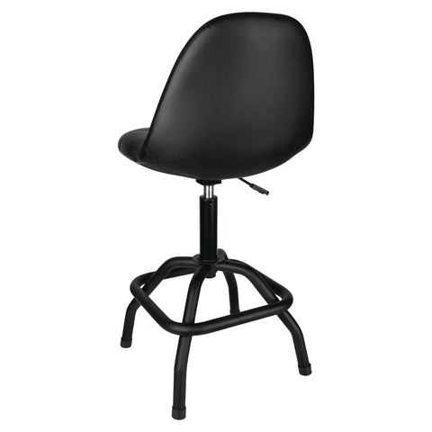 Back view of Pneumatic High Back Adjustable Swivel Bar Stool With Back Support For Home Bar And Shop Black 25 to 31 Inch