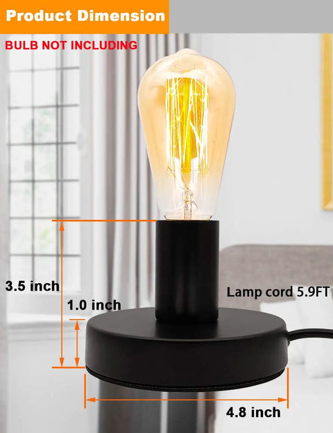 Industrial Desk Lamp Base With Ceramic Holder E26 E27 Compact Old School Vintage Edison Style Small Desk Light dimensions