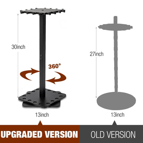 360 Degree Rotating Fishing Rod Rack For Garage Floor Stand, wooden, holds 16 rods, upgraded 30-inch black model