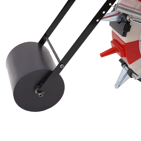 Hand Push Seed Planter With Six Nozzles, Roller Seeding Machine For Row Crops, durable iron and ABS plastic roller detail