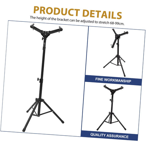Heavy Duty Matte Black Folding Drum Stand Featuring Silent Snare Practice Pad And Wide Leg Base for adjustable height 68-99cm.