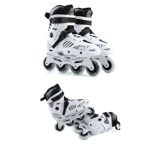 Fast Speed Inline Skates for Adults Unisex Black With Safe Ratchet Buckle And Laces Closure Impact Resistant Shell Quiet Bearings And Brakes