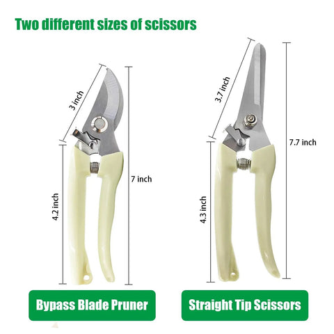 Two Pack Lightweight Garden Flower Scissors Pruning Shears For Smooth Clean Cuts On Flowers Branches And Leaves Ergonomic Soft Grip Hand Pruners Pro Grade Plant Trimmer Set showing different sizes