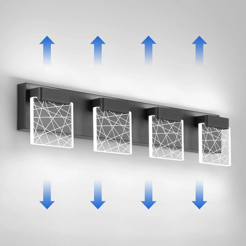 Matte Black Bathroom Light Fixtures Modern Vanity Lighting LED Vanity Light For Bathroom 4 Light Vanity Lighting 6000K
