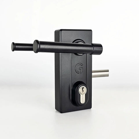 Heavy Duty Stainless Steel Gate Latch Deadlock Adjustable Bolt Security Lock Fits 40 To 60 Millimeter Frames Includes Strike Plate Three Keys And No Sweat Mounting black lock with handle and keyhole