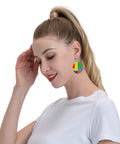 Chic Colorful Grid Print Dangle Earrings For Women totally lightweight silver plated ear hooks on model's ear.
