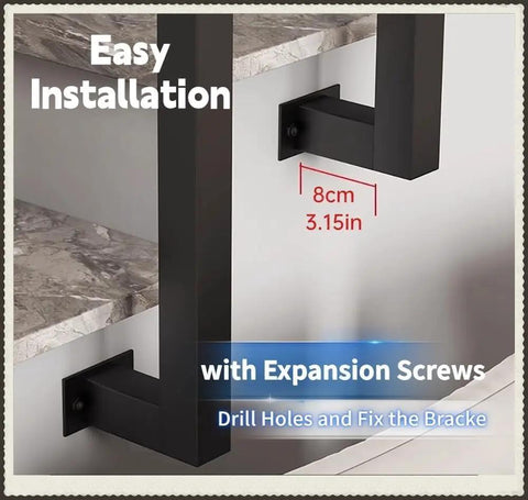 Heavy Duty Square Metal Stair Rails And Spindles, installation detail showing expansion screws and mounting bracket.