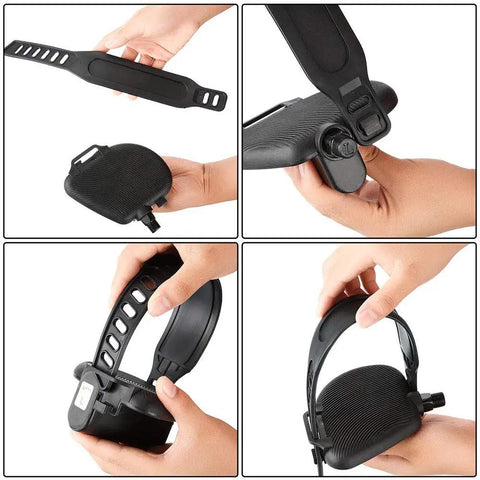 Heavy Duty Adjustable Pedal Straps For Most Exercise Bikes Two Pack, Universal Fit Up To 12 Inches Long And 1.7 Inches Wide shown in use