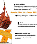 Beefy Heavy Duty Cargo Hoisting Net for Material Handling Polyester Lifting Net with Extended Corner Slings hanging