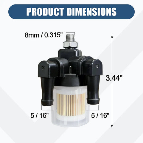 Fuel Filter Assembly Replacement For Yamaha Outboard Motors Heavy Duty 8mm nipple barb dimensions 5/16 inch fuel line