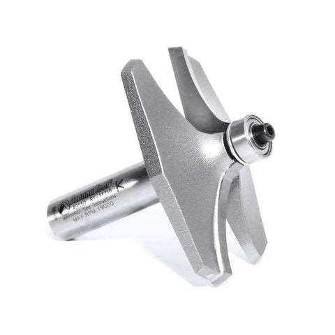 Carbide Tipped Table Edge Router Bit For Ogee Bead Edge Profile With Radius One And Three Quarters Inch And Diameter Two And Three Quarters Inch Five Eighths Inch Cut Height Half Inch Shank Two Seven Eighths Inch Overall Length Built For Smooth Wood
