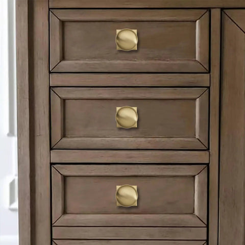 Two Pack One And One Quarter Inch Backplates For Cabinet Knobs With Champagne Bronze Finish Vintage Aged Look Drawer Hardware on wood cabinet