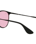 Unisex Erika Round Metal Sunglasses With Evolve Photochromic Pink To Blue Lenses, Black Frame, 54mm, side view