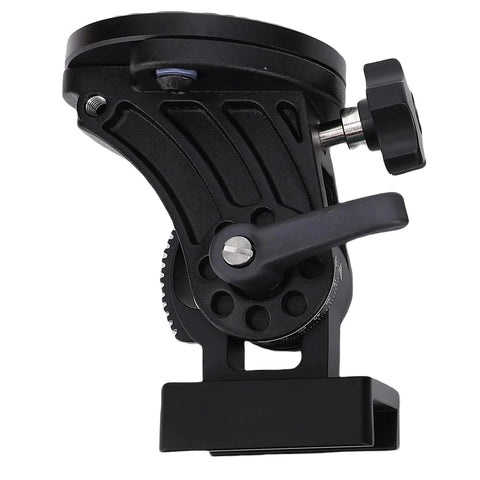 Close-up view of a Latitude Adjustable Telescope Base Mount Made From Aluminum Alloy For Precise Angle Control with black finish and tilt knob.