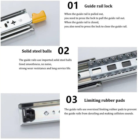 Heavy Duty Drawer Slides 250Lb Full Extension Ball Bearing Rails Side Mount With Lock 38 Inch 950mm guide rail and features
