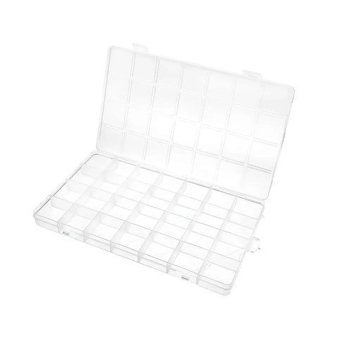 Keep Your Setup Hella Organized With This Solid Clear Plastic Storage Box Featuring 28 Compartments For Jewelry Beads Fishing Tackle Tool Parts And Craft Supplies Without Having To Mess Around Anymore.