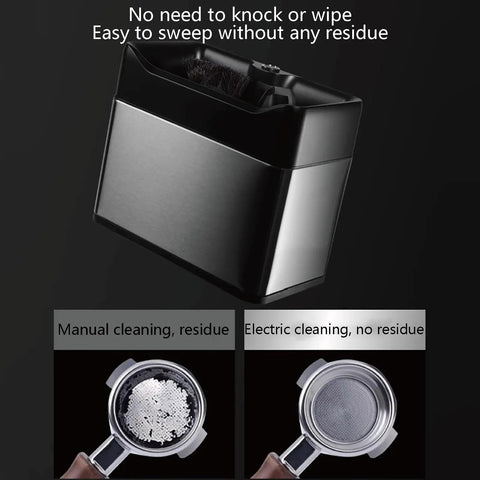 Kick The Old Grounds Out With Electric Portafilter Cleaner And Smart Knock Box Espresso Puck Suction comparison showing residue-free cleaning.