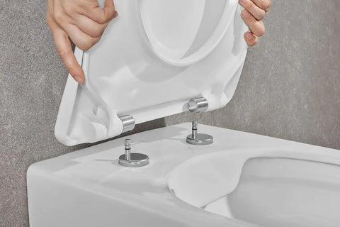 Installing Solid Setup Rectangular Toilet Seat With Slick Soft Close Hinges and Easy Care Duroplast Frame Original Quality.