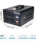 Beefy 3000 Watt Voltage Converter Transformer 110V To 220V Or 220V To 110V CE Certified Heavy Duty Power Adapter with US Plug