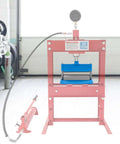Versatile 12 Inch Press Brake Attachment Kit for 12 to 20 Ton Hydraulic Shop Presses, shown on a red frame, blue component