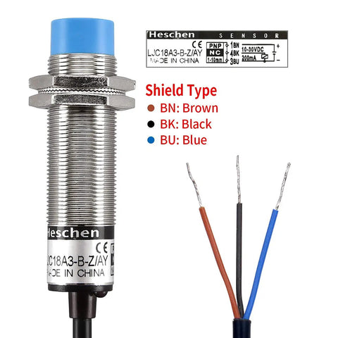 Capacitive Proximity Sensor Switch For Dielectric Objects 18mm M18 Body LJC18A3 Style Capacitive Detector with wiring colors