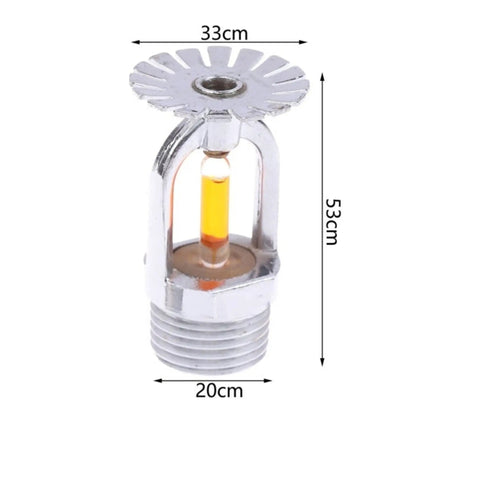Heavy Duty Chrome Pendent Fire Sprinkler Heads Four Pack Rated One Thirty Five Degrees Fahrenheit With Slick Half Inch Pipe Connectors For Easy Install Vibes And Unstoppable Commercial Safety Performance close-up view with measurements.