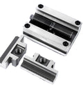 Hefty CNC Turntable Vise With Self Centering Jaws Slick Swivel Base Locks It Down Firm 6 To 60 Millimeter Jaw Spread parts showing steel construction.